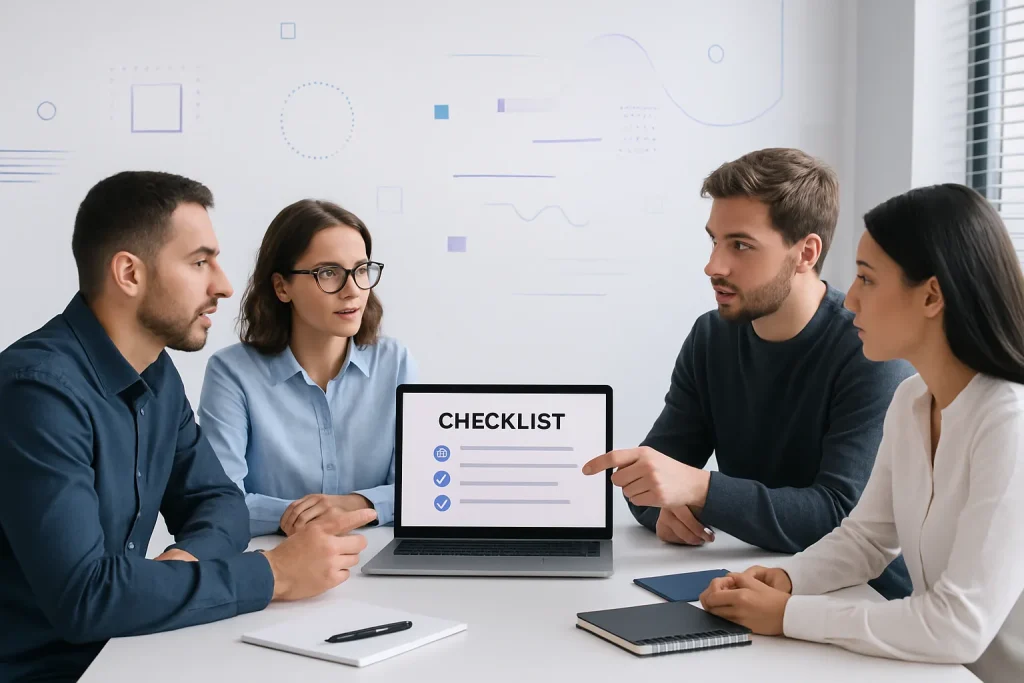Imagem sugerida: reunião de alinhamento entre SEO, design e desenvolvimento com foco em aprovação de mudanças no site.